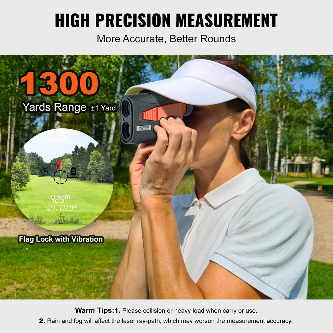 VEVOR Golf Rangefinder 1300 Yards Laser Golfing Hunting Range Finder