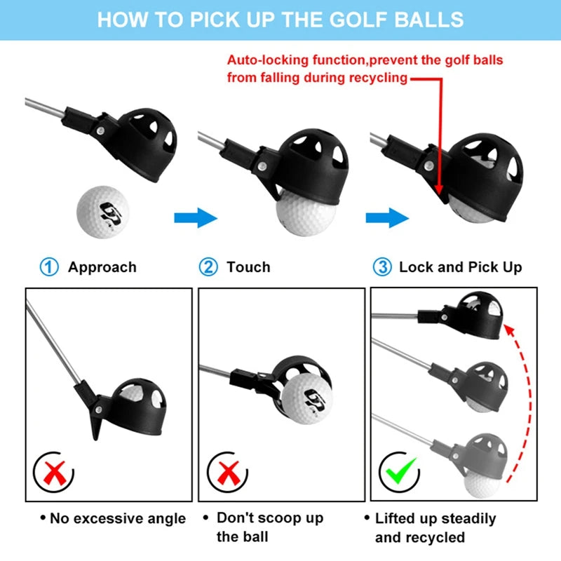 Golf Ball Retriever 8 Sections Stainless Steel Telescopic