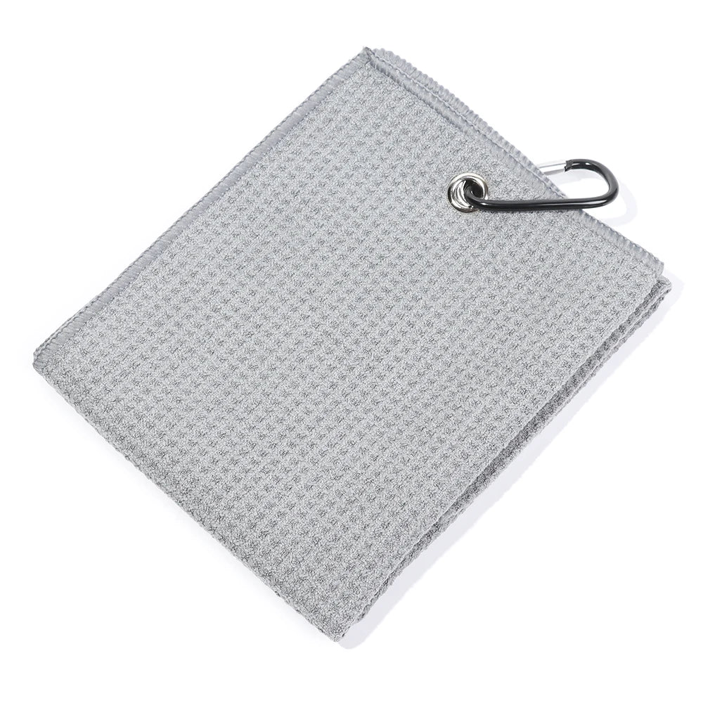 Microfiber Cotton Golf Towel With Carabiner Hook Cleans Clubs Golf Towel