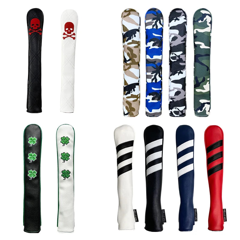 Skull Golf Alignment Rod Cover PU Leather Soft Head Protector Embroidered Surface